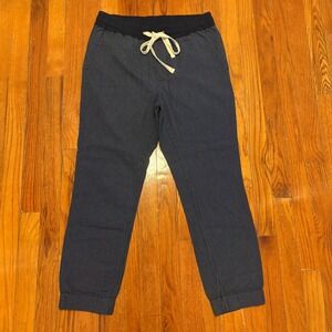 J.Crew Womens Size 2 Jogger Pants Navy Blue White Pinstripe Drawstring Cotton